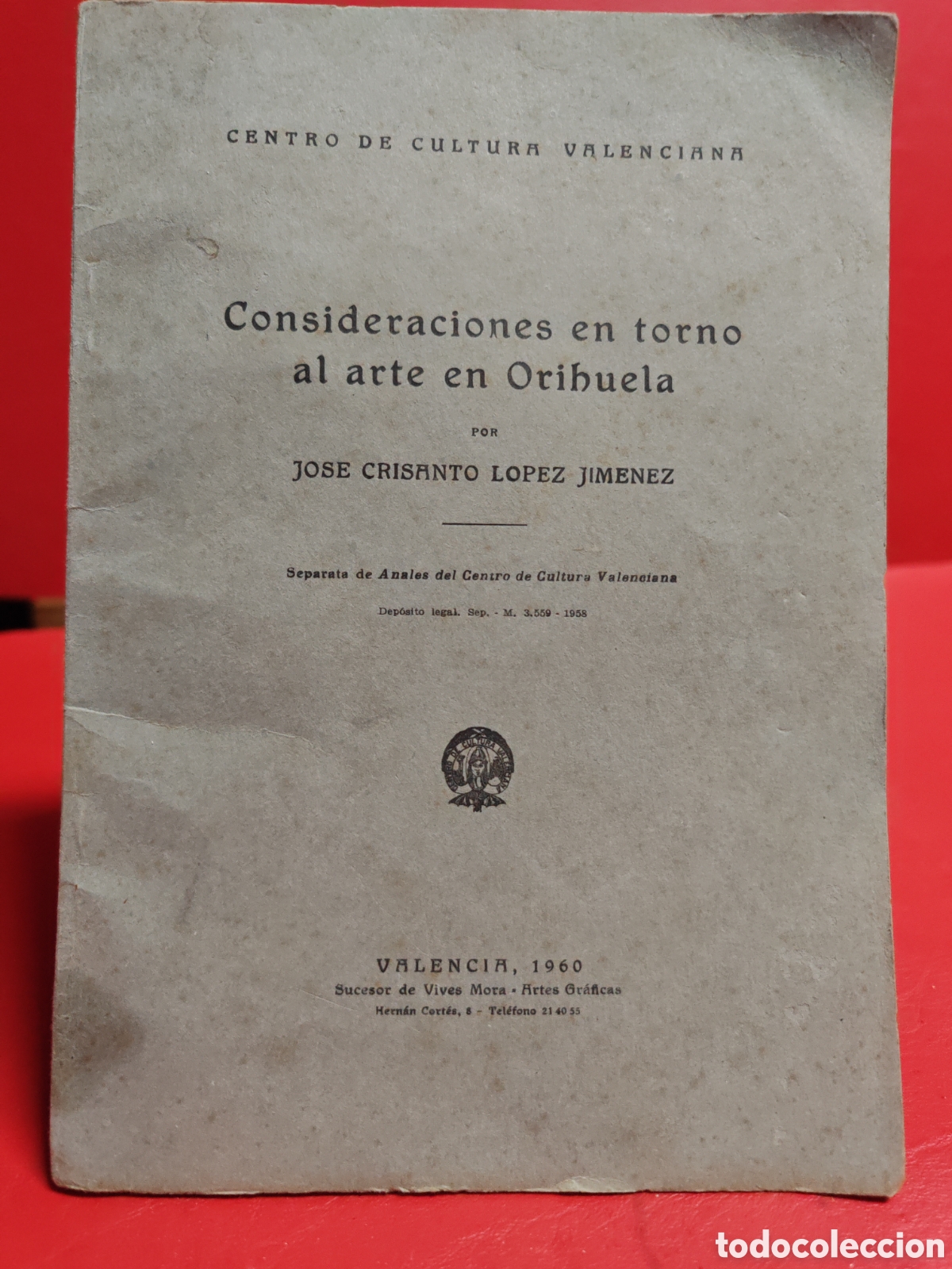 Libros de segunda mano: Consideraciones en torno al arte en Orihuela, Jos&eacute; crisanto L&oacute;pez Jim&eacute;nez 1960