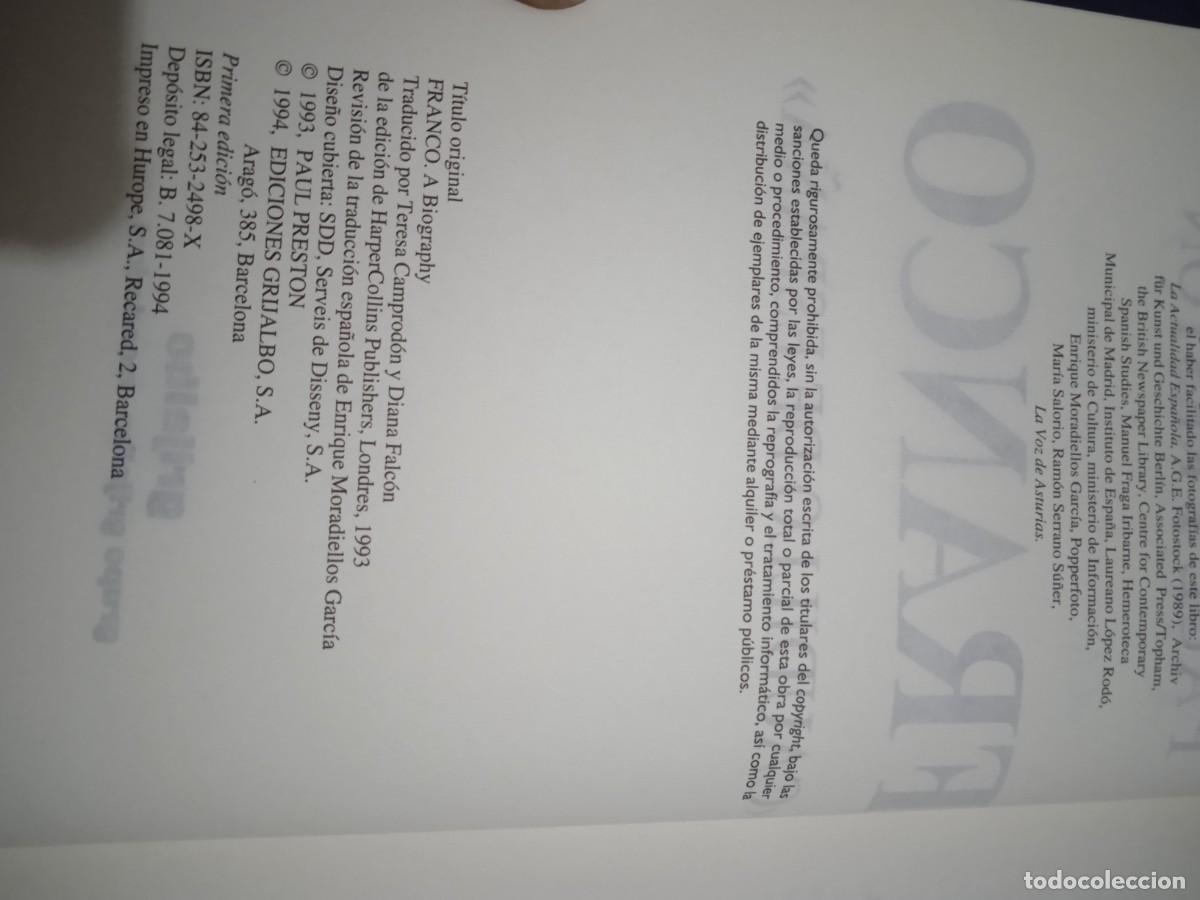 Libros de segunda mano: Libro Franco | Paul Preston | 1994 - Foto 3