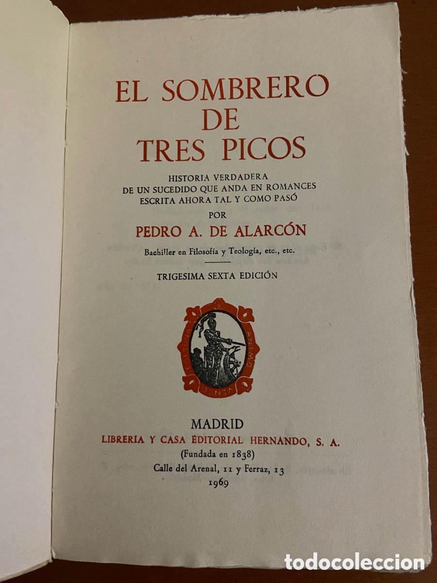 Libros de segunda mano: Libro El Sombrero de Tres Picos de Pedro A. de Alarc&oacute;n. - Foto 2