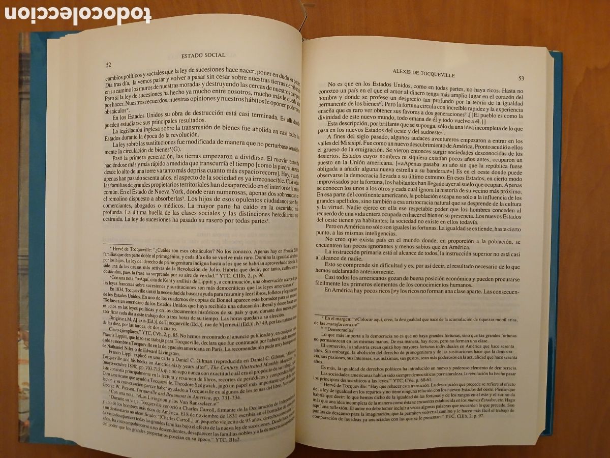 Libros de segunda mano: La Democracia en Am&eacute;rica 2 tomos ( Completa ). Alexis de Tocqueville. - Foto 6