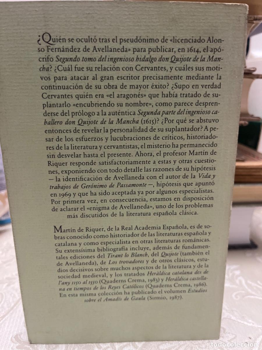 Libros de segunda mano: Riquer, Mart&iacute;n de.- Cervantes, Pasamonte y Avellaneda - Foto 3