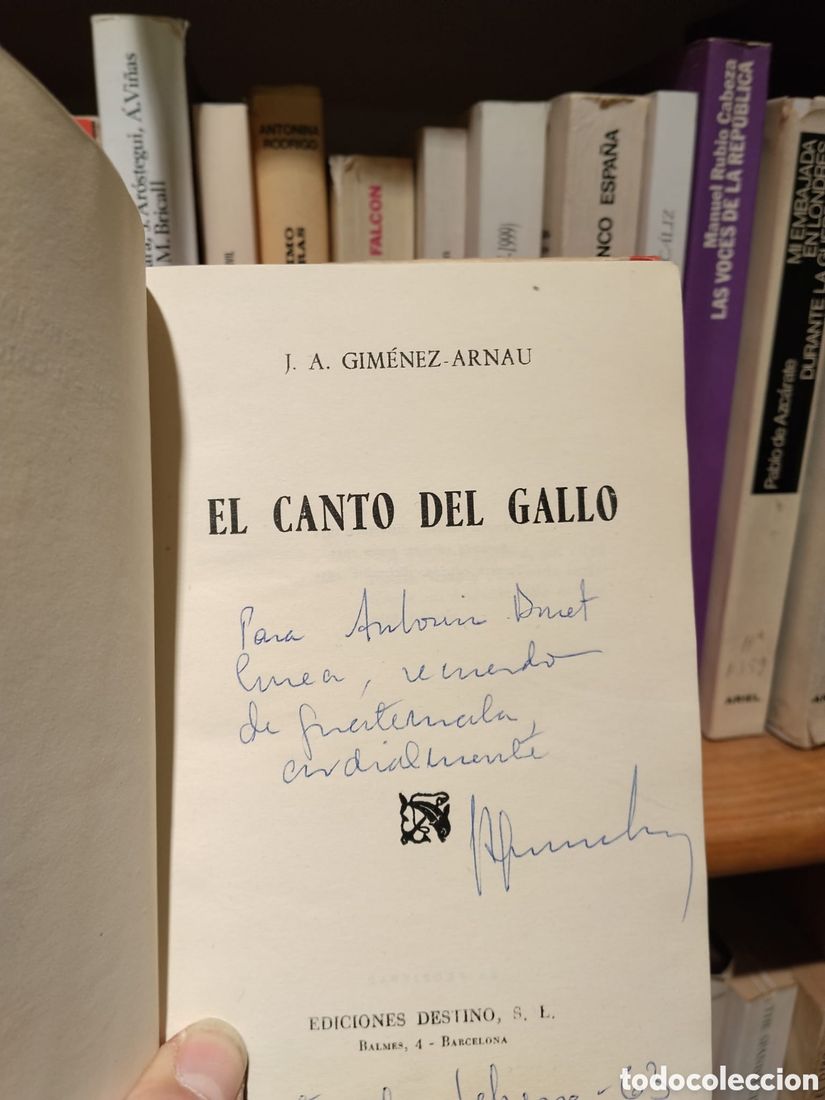 Libros de segunda mano: El canto del gallo - Jos&eacute; Antonio Gim&eacute;nez-Arnau - Foto 2