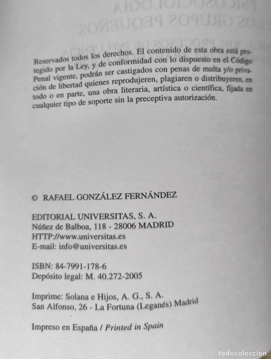 Libros de segunda mano: PSICOSOCIOLOG&Iacute;A DE LOS GRUPOS PEQUE&Ntilde;OS. - Foto 4