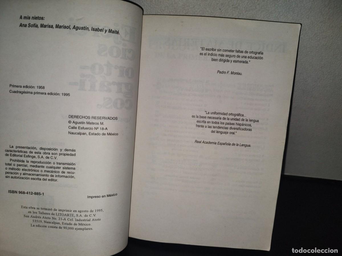 Libros de segunda mano: 206- Ejercicios Ortogr&aacute;ficos - Agust&iacute;n Mateos Mu&ntilde;oz - Editorial Esfinge S.A. De C.V. - Foto 4