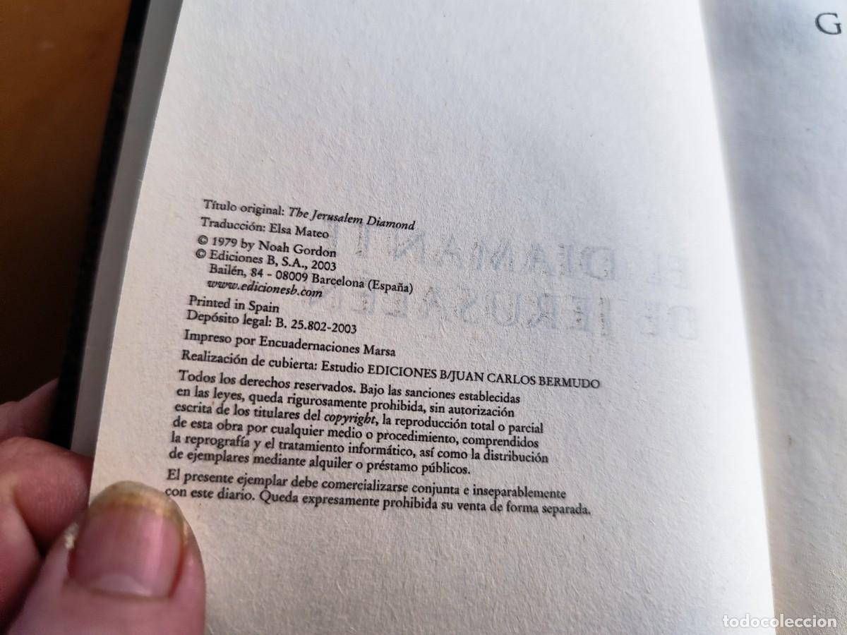 Libros de segunda mano: EL DIAMANTE DE JERUSALEN / NOAH GORDON / CJA 326 / EDICIONES B - Foto 6