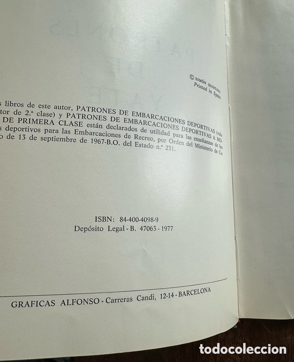 Libros de segunda mano: Patrones de Yate Jos&eacute; de Sim&oacute;n Quintana - Foto 2