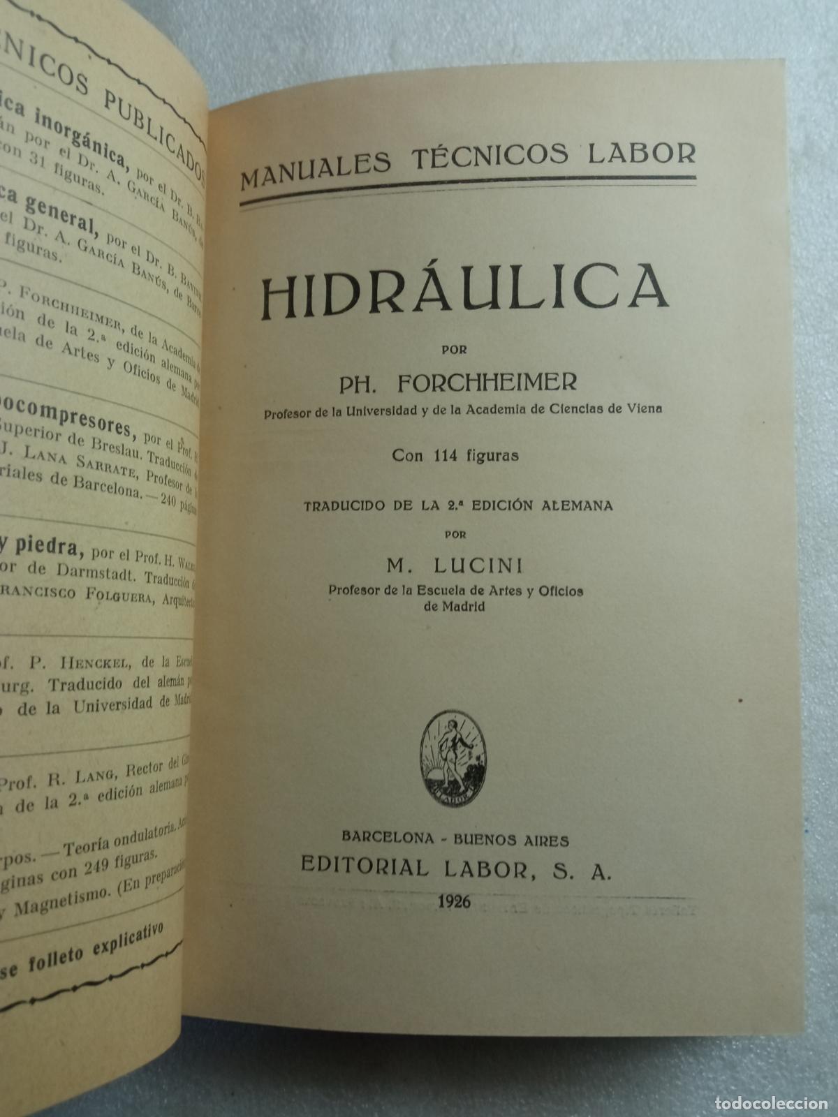 Libros de segunda mano: HIDR&Aacute;ULICA - PH. FORCHHEIMER - Foto 2