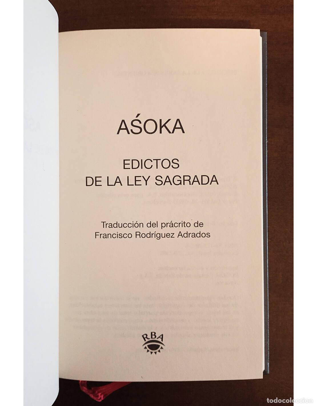Libros de segunda mano: EDICTOS DE LA LEY SAGRADA. ASOKA. Ediciones RBA. 2003. - Foto 2