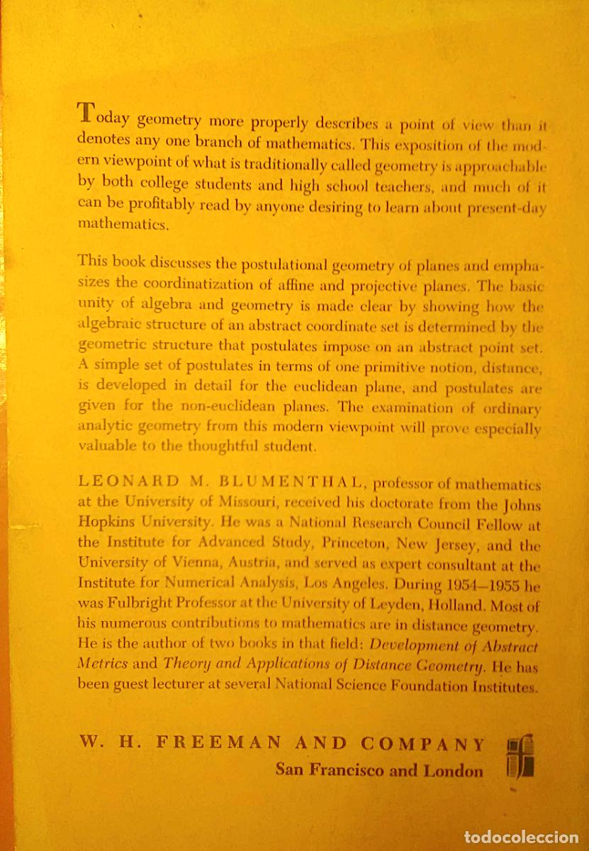 Libros de segunda mano: Blumenthal : A Modern View of Geometry (con aut&oacute;grafo del autor) - Foto 3