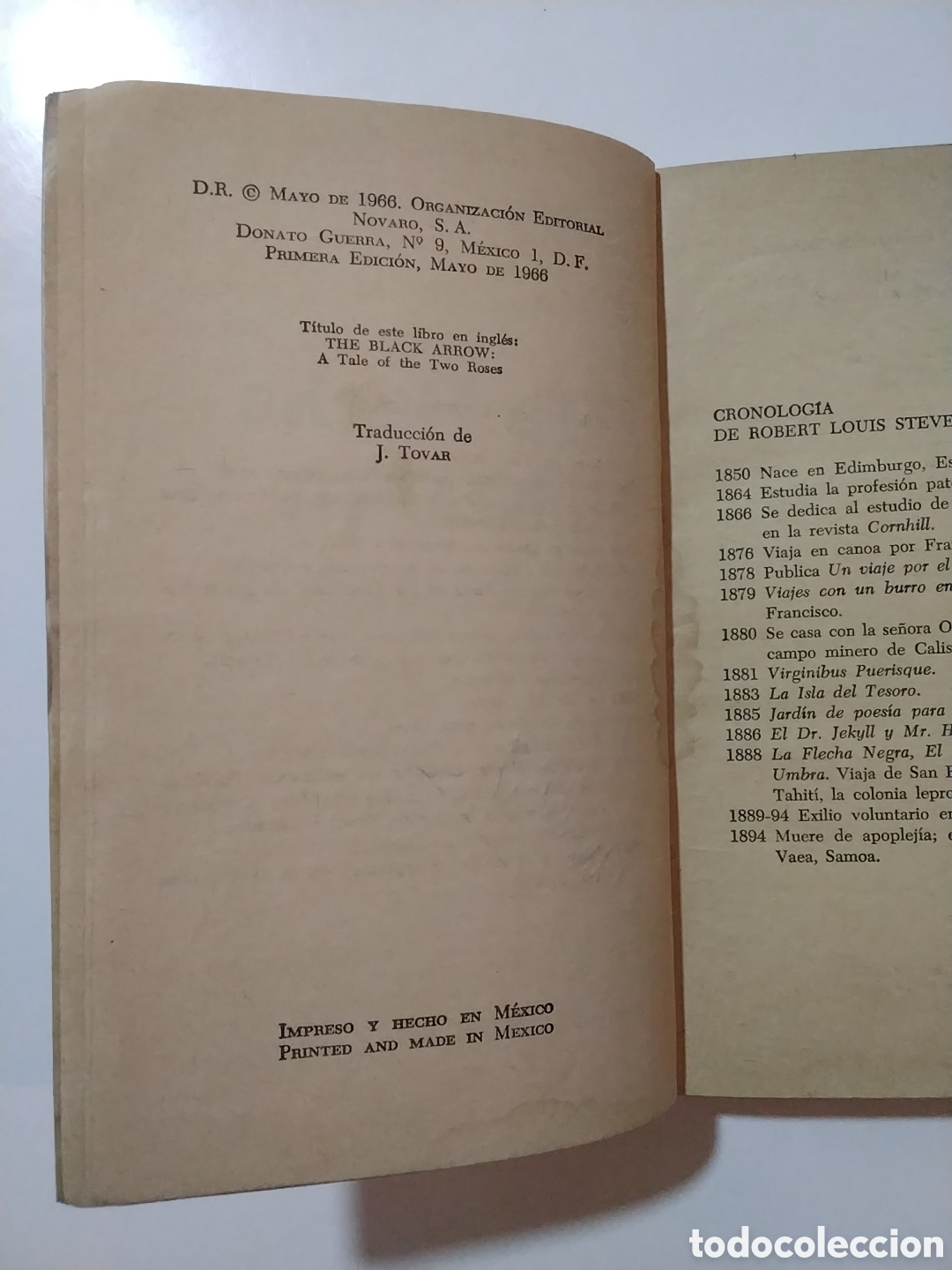 Libros de segunda mano: Robert Louis Stevenson &ndash; La flecha negra. Primera edici&oacute;n. M&eacute;xico, 1966* - Foto 4
