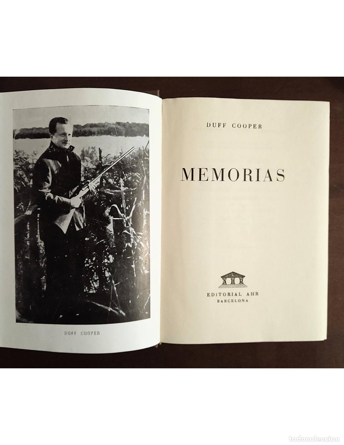 Libros de segunda mano: MEMORIAS. COOPER, Duff. Editorial AHR. 1974. - Foto 2