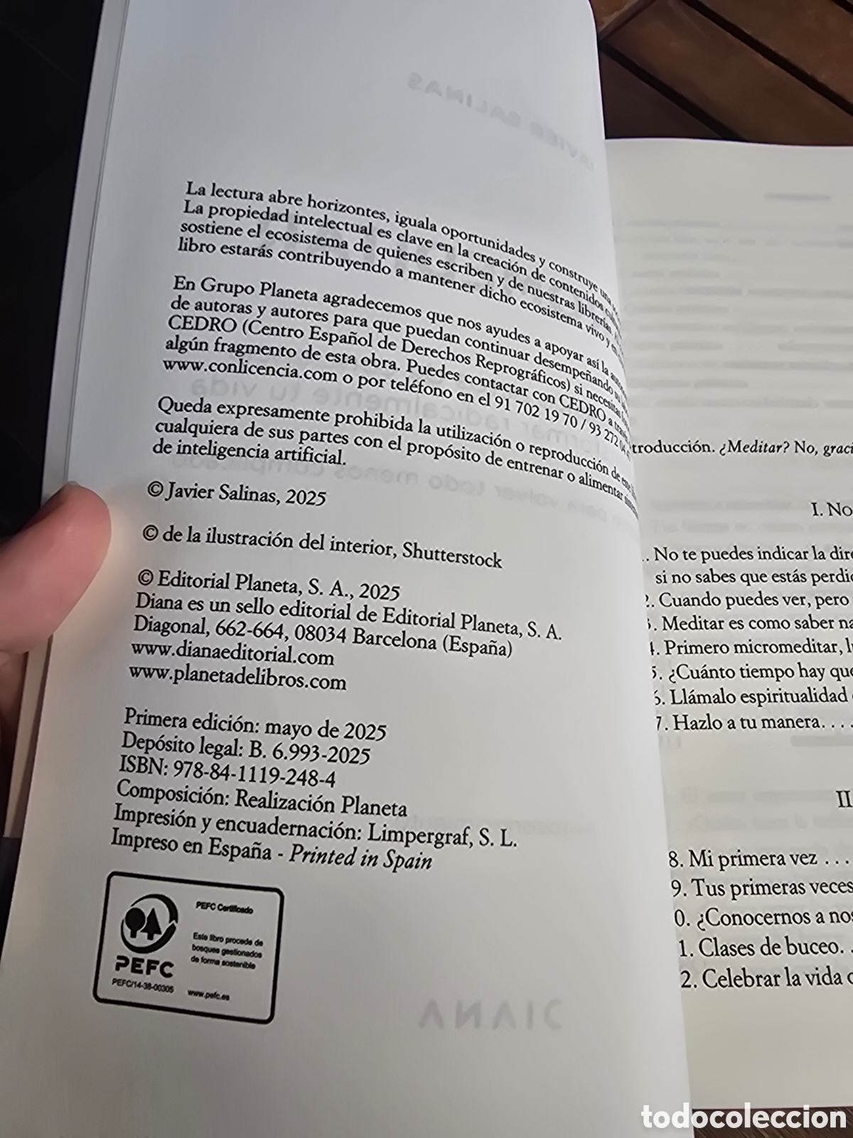 Libros de segunda mano: Micromeditar Salinas, Javier Editorial DIANA 2025 autoayuda - Foto 3
