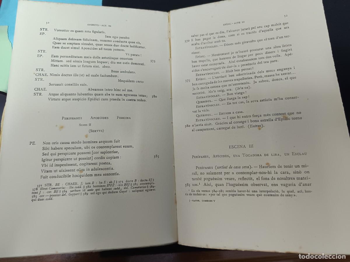 Libros de segunda mano: libro. PLAUTE. COM&Egrave;DIES, VOL 5. FUNDACI&Oacute; BERNAT METGE. - Foto 2