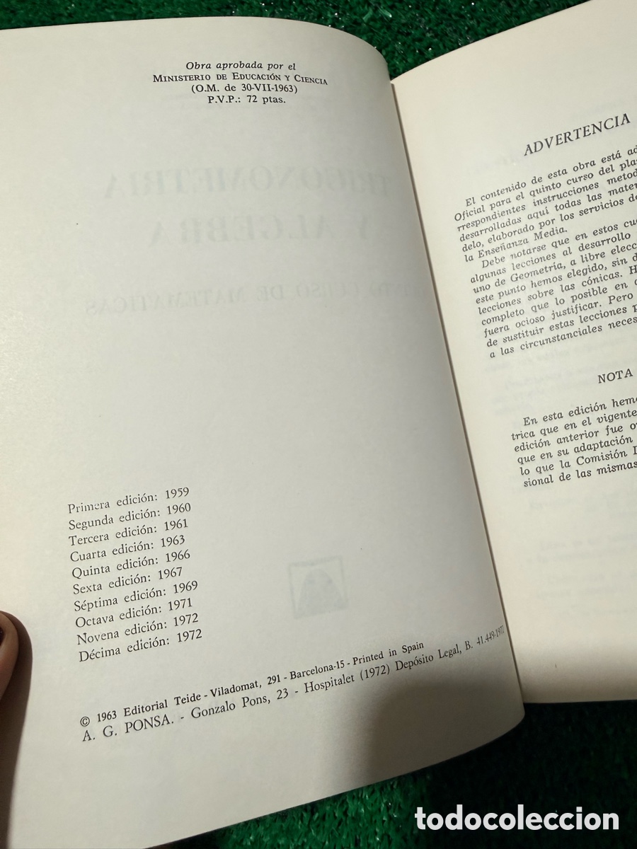 Libros de segunda mano: TRIGONOMETRIA y ALGEBRA R. Rodr&iacute;guez Vidal QUINTO CURSO DE MATEMATICAS - Foto 9