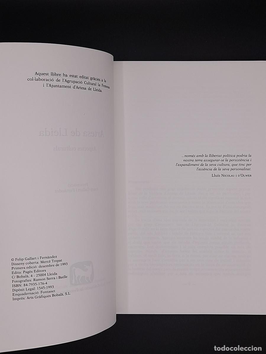 Libros de segunda mano: Artesa de Lleida - Aspectes culturals - Foto 3