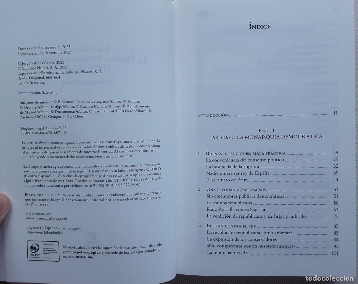 Libros de segunda mano: JORGE VILCHES. LA PRIMERA REP&Uacute;BLICA ESPA&Ntilde;OLA. - Foto 2