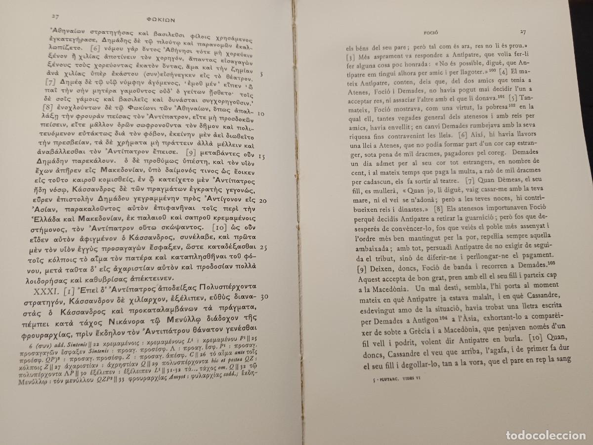 Libros de segunda mano: libro. PLUTARC. VIDES PARALLELES. VOL VI. FUNDACI&Oacute; BERNAT METGE. - Foto 2