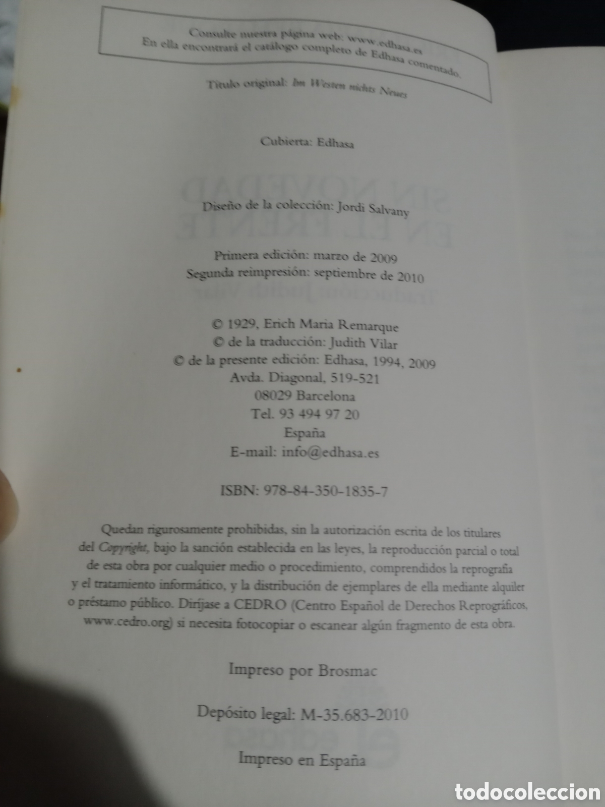 Libros de segunda mano: Sin novedad en el frente Erich Mar&iacute;a Remarque - Foto 5