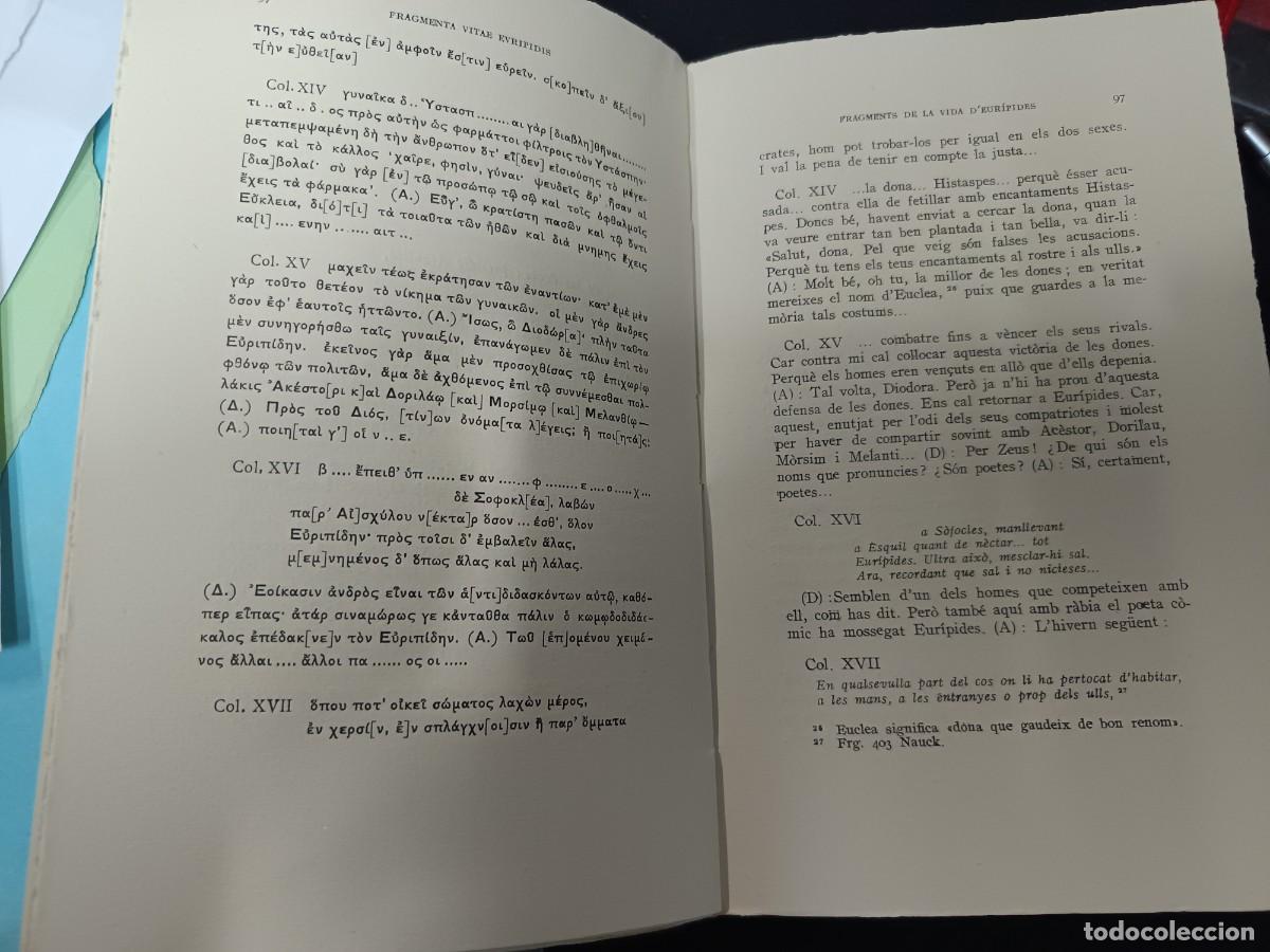 Libros de segunda mano: libro. EUR&Iacute;PIDES. TRAG&Eacute;DIES, VOL I. FUNDACI&Oacute; BERNAT METGE. - Foto 2