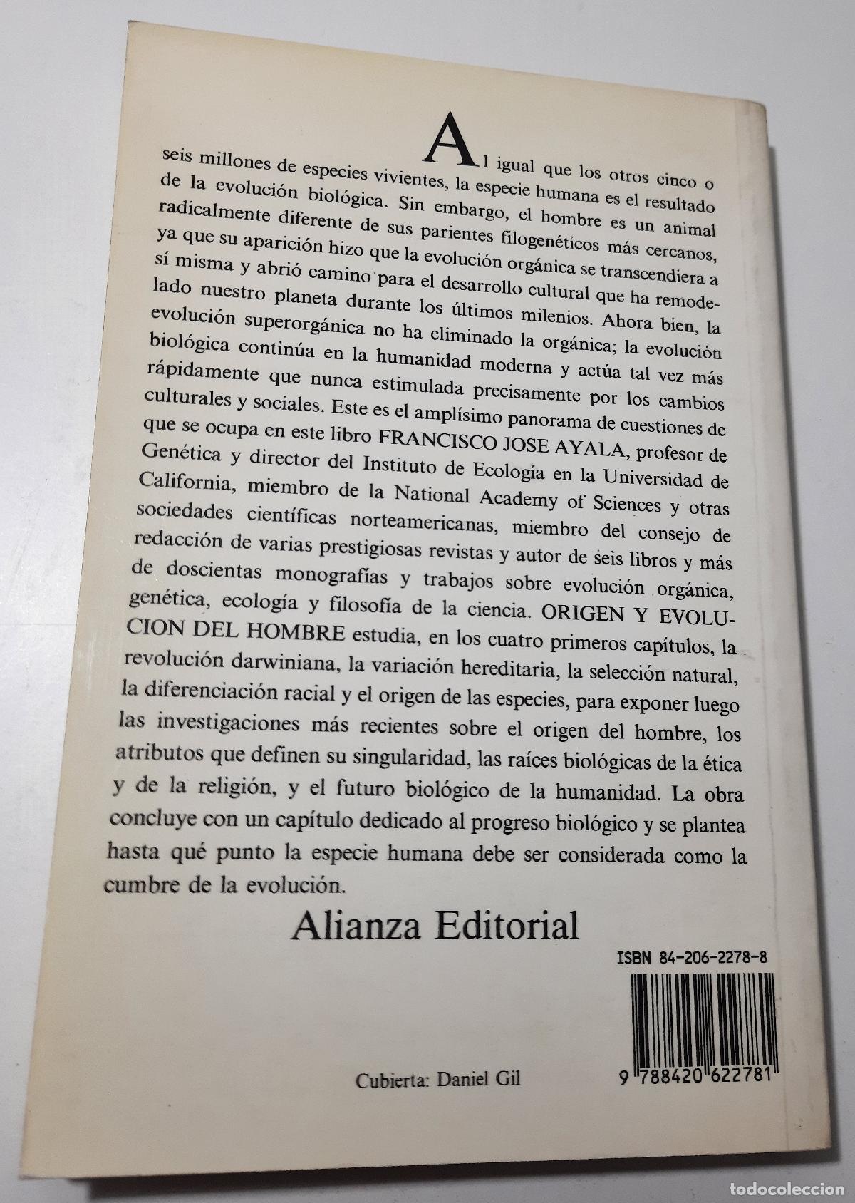 Libros de segunda mano: Origen y evolucion del hombre - Ayala, Francisco J. - Foto 2