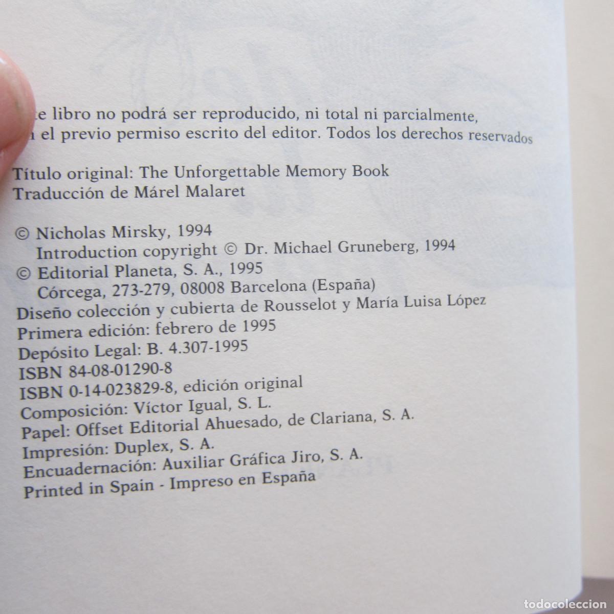 Libros de segunda mano: EL INOLVIDABLE LIBRO DE LA MEMORIA - NICK MIRSKY (PLANETA) ENSAYO - Foto 8