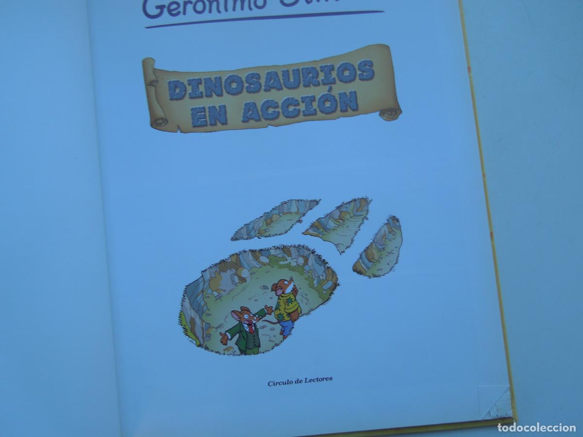 Libros de segunda mano: DINOSAURIOS EN ACCION - JERONIMO STILTON -PLANETA JUNIOR 2011 - PASTAS DURAS - Foto 3