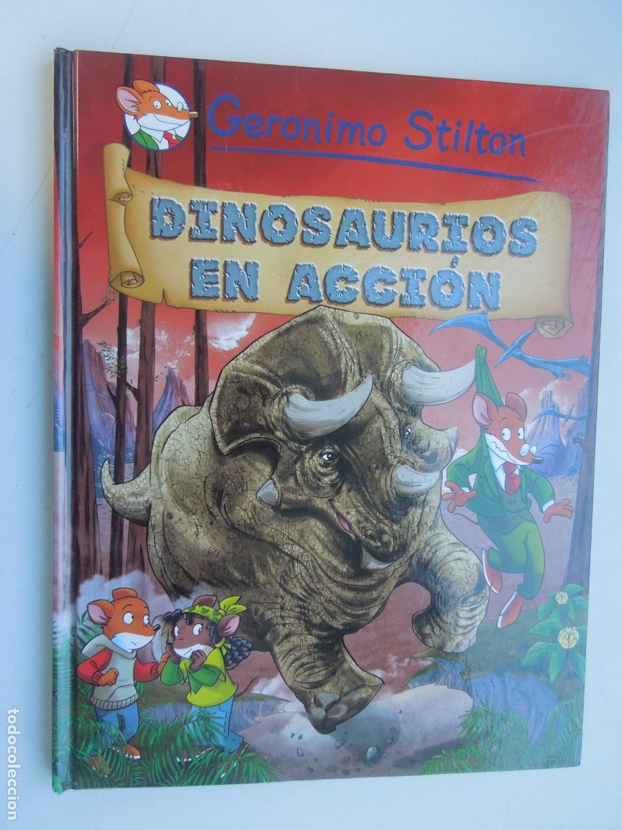 Libros de segunda mano: DINOSAURIOS EN ACCION - JERONIMO STILTON -PLANETA JUNIOR 2011 - PASTAS DURAS - Foto 1