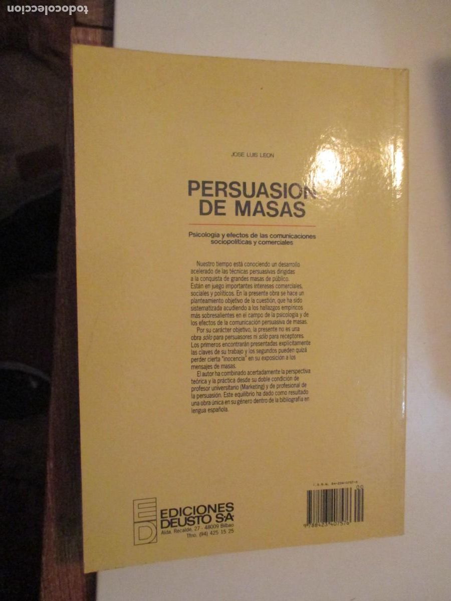 Libros de segunda mano: JOSE LUIS LEON Persuasi&oacute;n de masas W38555 - Foto 2