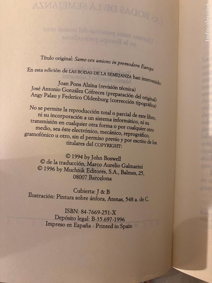 Libros de segunda mano: Las bodas de la semejanza. John Boswell. - Foto 4