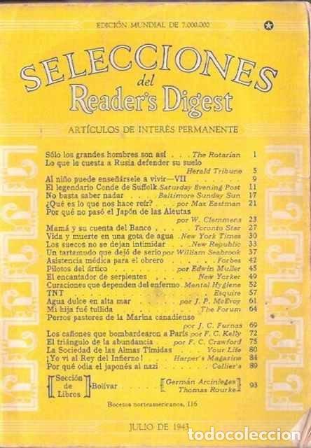 Libros de segunda mano: Selecciones de Readers Digest. Julio de 1943 - VV. AA. - Foto 1