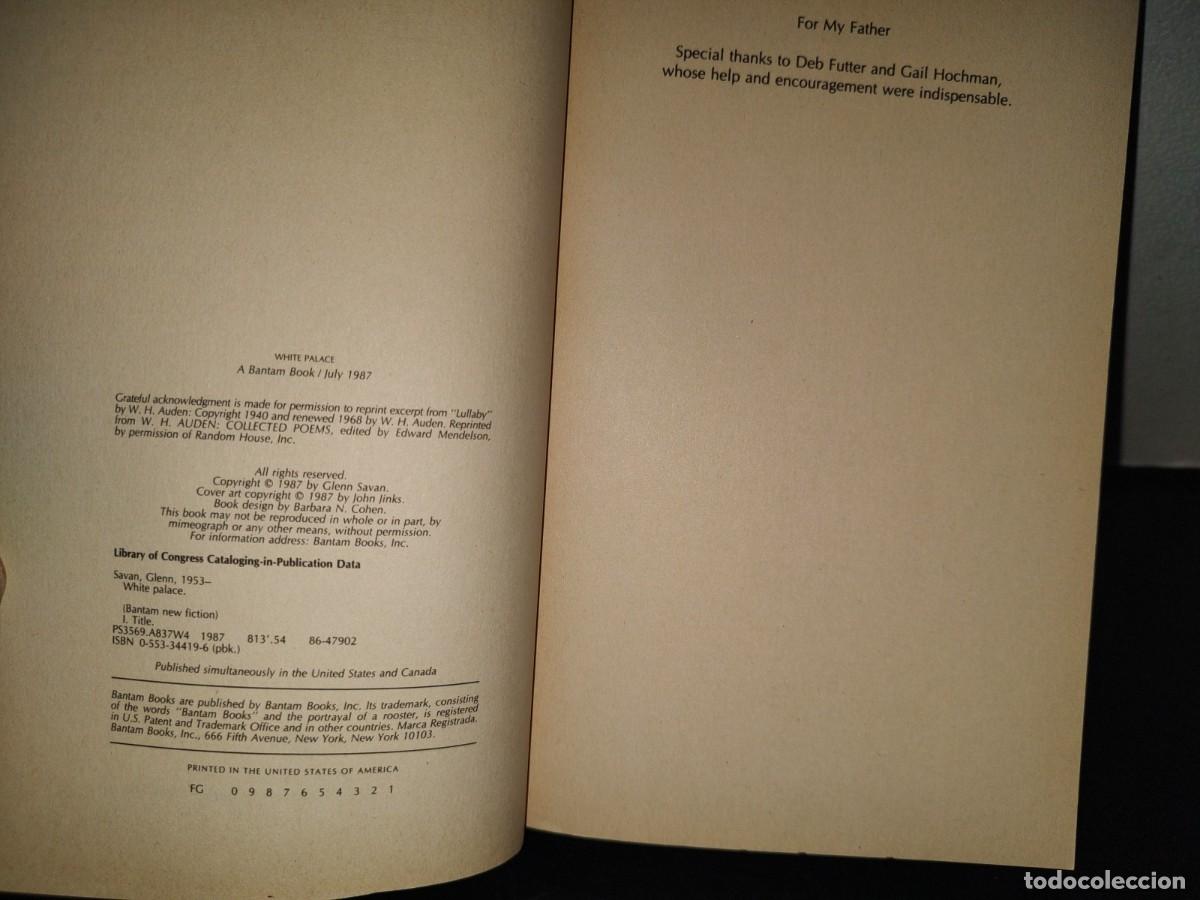 Libros de segunda mano: 209- White Palace - Glenn Savan - Bantam Books - 1987 - Foto 5