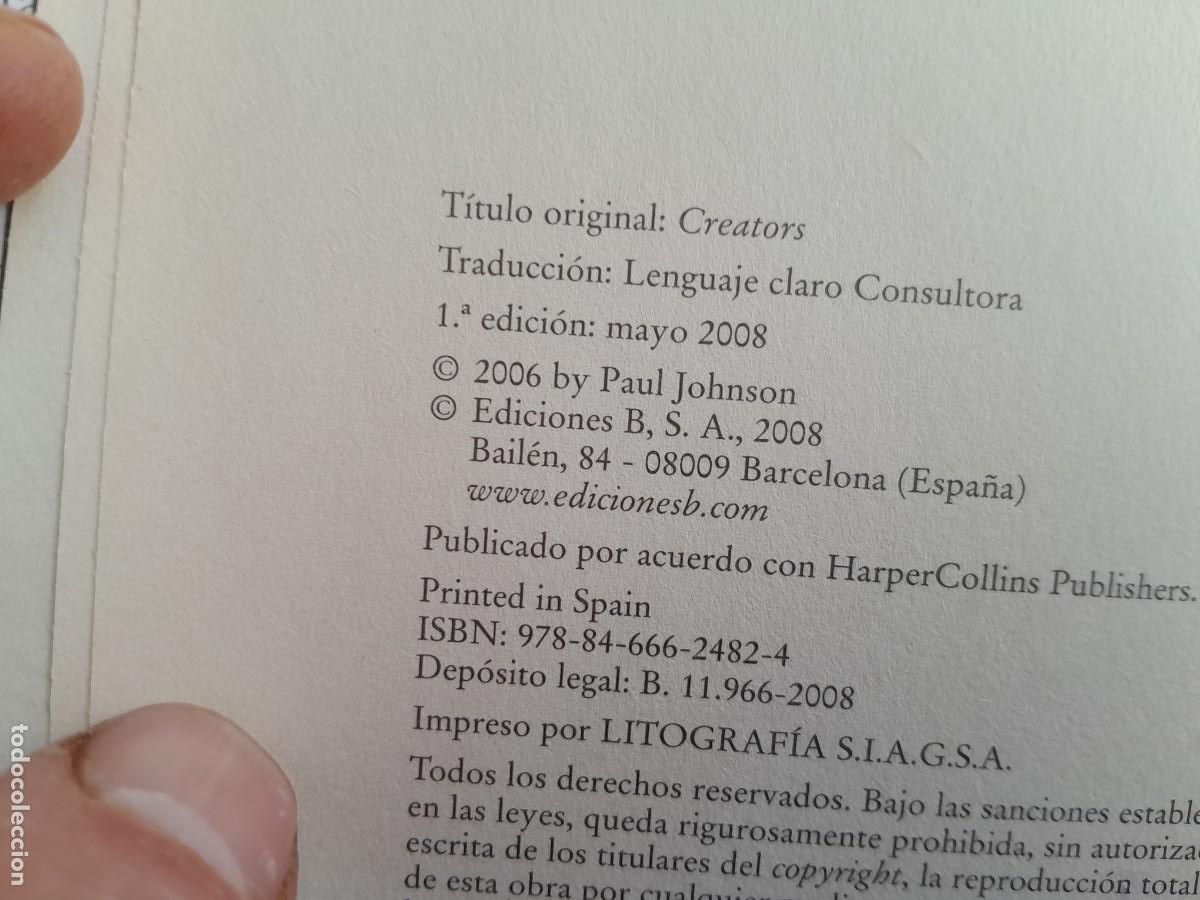 Libros de segunda mano: CREADORES. PAUL JOHNSON. EDICIONES B 2008. - Foto 5