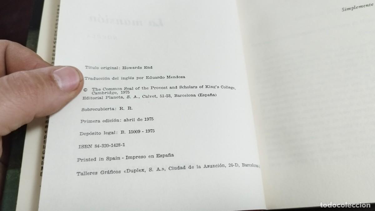 Libros de segunda mano: LA MANSION / E.M.FORSTER / CJA 449 / PRIMERA EDICION / PLANETA - Foto 6