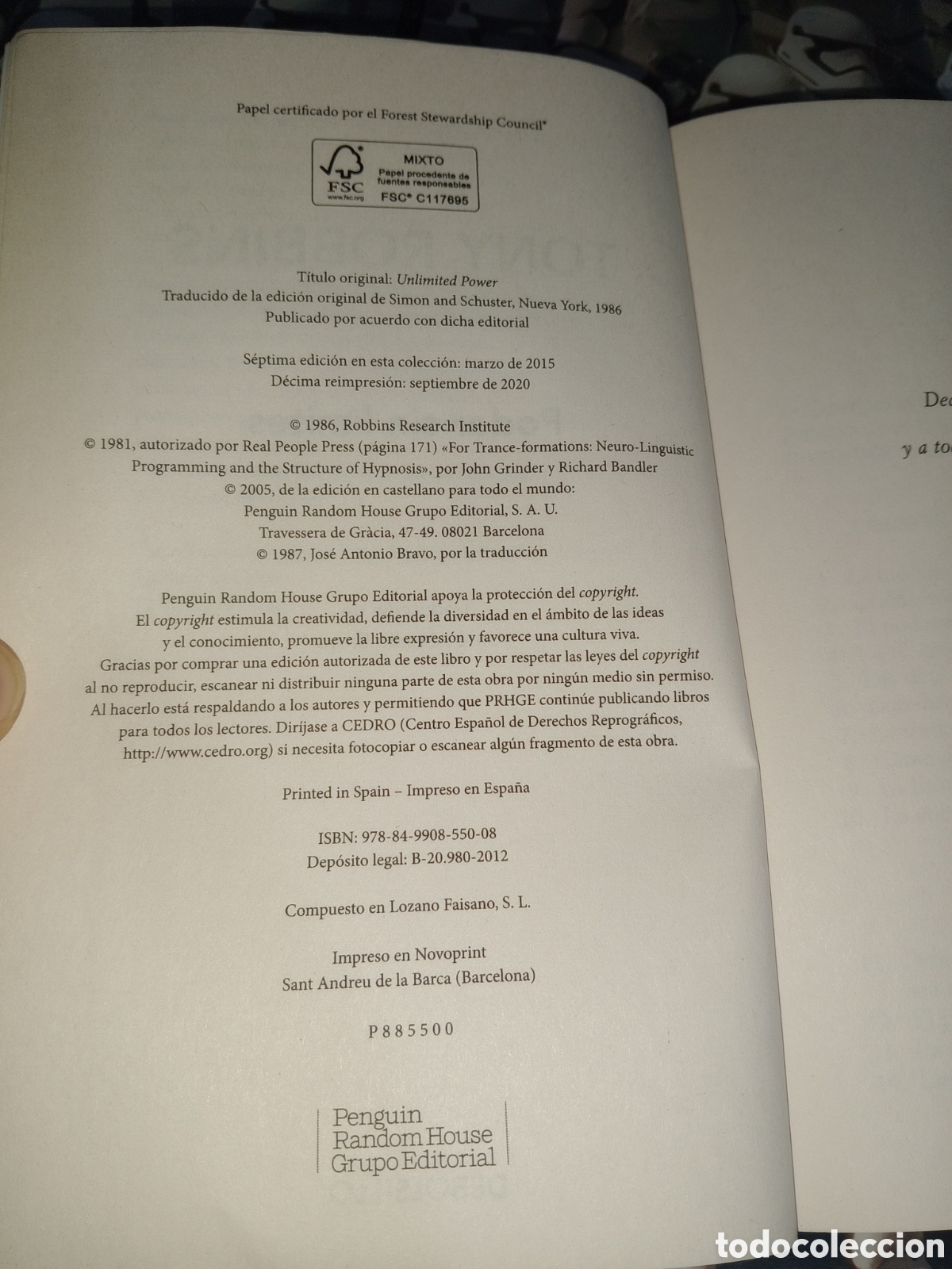Libros de segunda mano: Poder sin l&iacute;mites Tony robbins la nueva ciencia del desarrollo personal - Foto 4