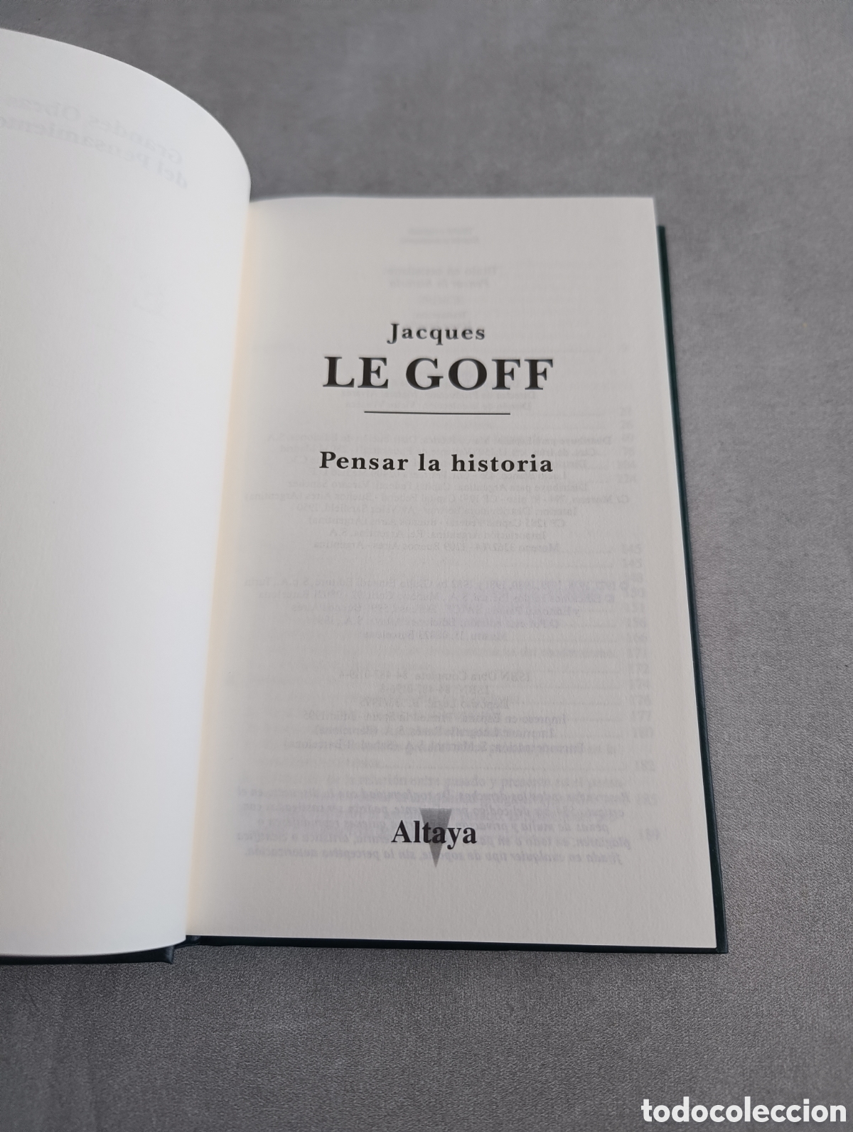 Libros de segunda mano: PENSAR LA HISTORIA - LE GOFF, Jacques - Altaya - Foto 3