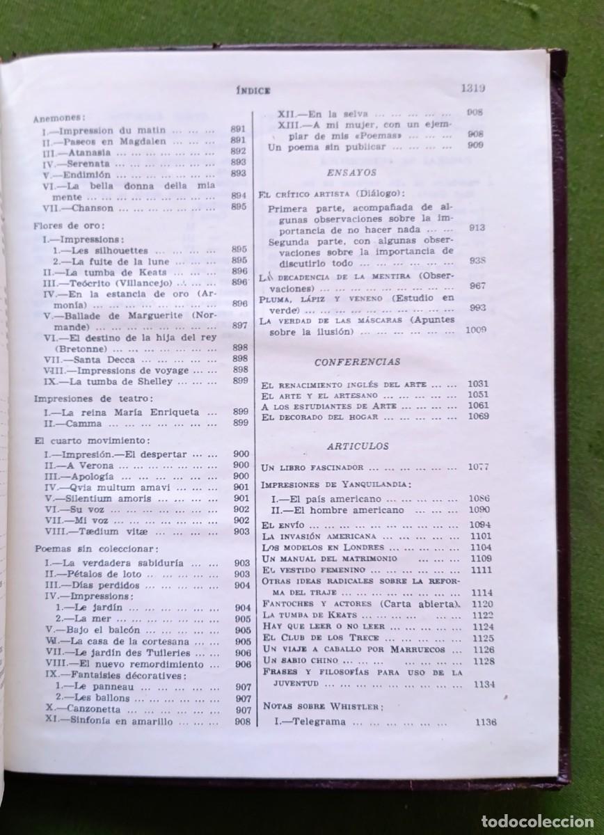 Libros de segunda mano: OBRAS COMPLETAS DE OSCAR WILDE - AGUILAR - 1966 - D20 - Foto 6
