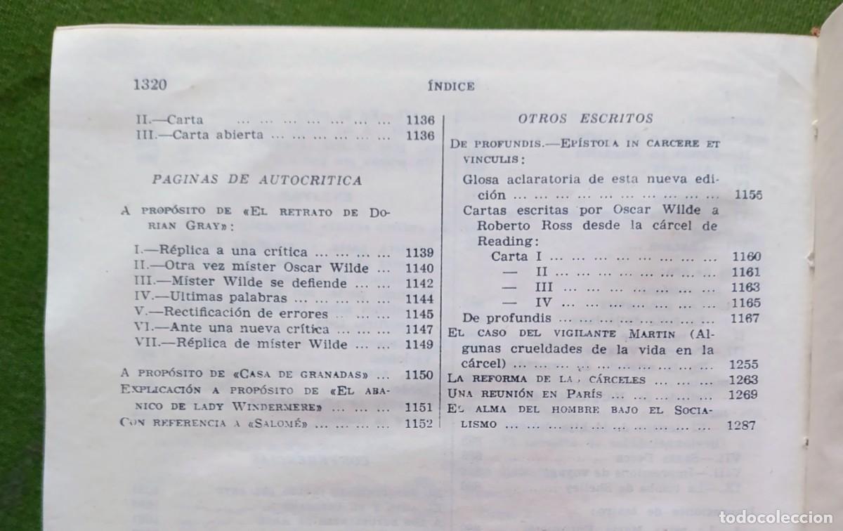 Libros de segunda mano: OBRAS COMPLETAS DE OSCAR WILDE - AGUILAR - 1966 - D20 - Foto 7