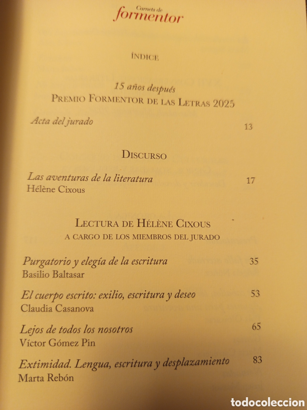 Libros de segunda mano: CARNETS DE FORMENTOR N&deg; 16 (PREMIO FORMENTOR DE LAS LETRAS. HELENE CIXOUS) - Foto 3