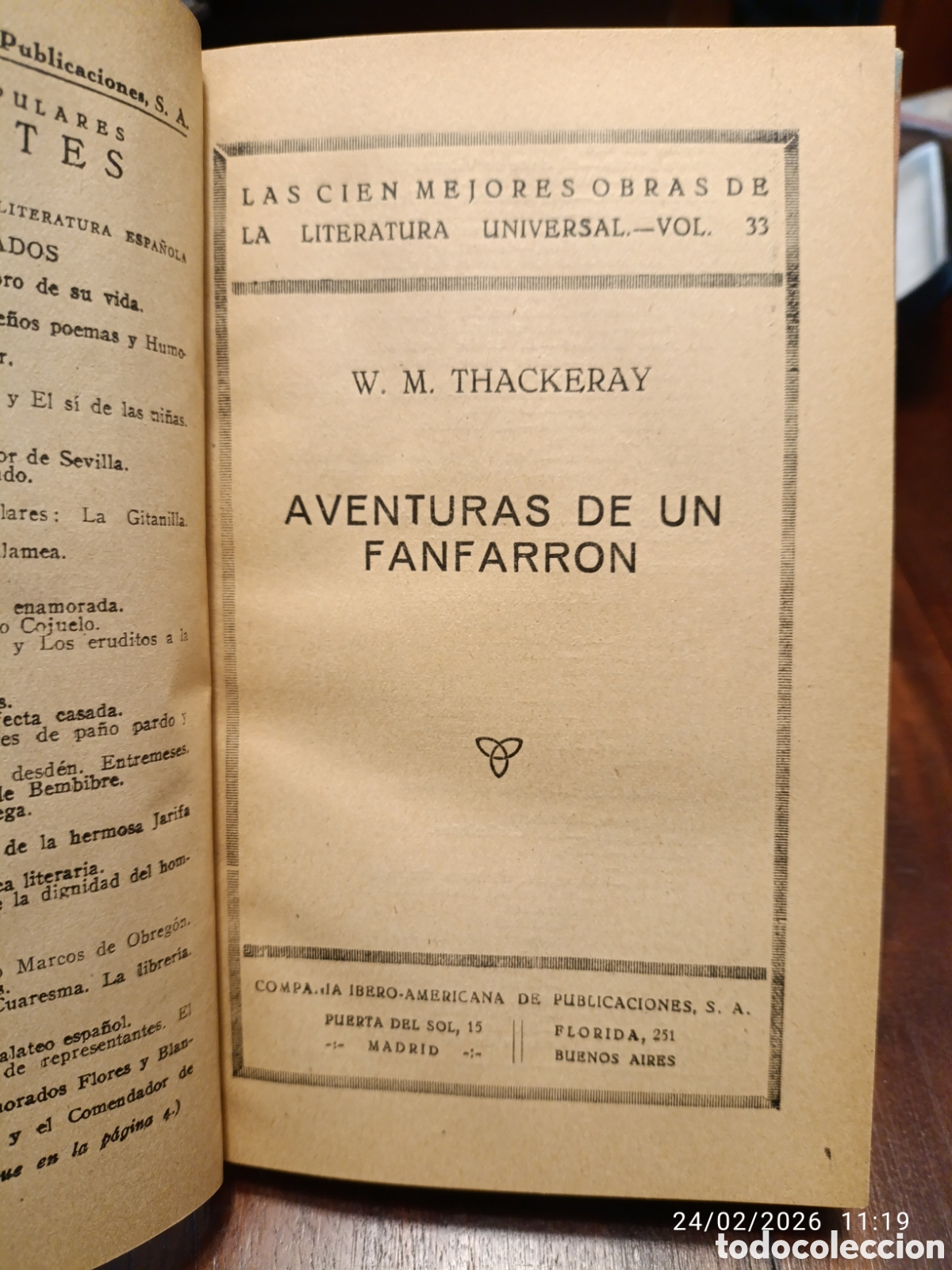 Libros de segunda mano: Aventuras de un fanfarr&oacute;n. W. M. Thackeray - Foto 1