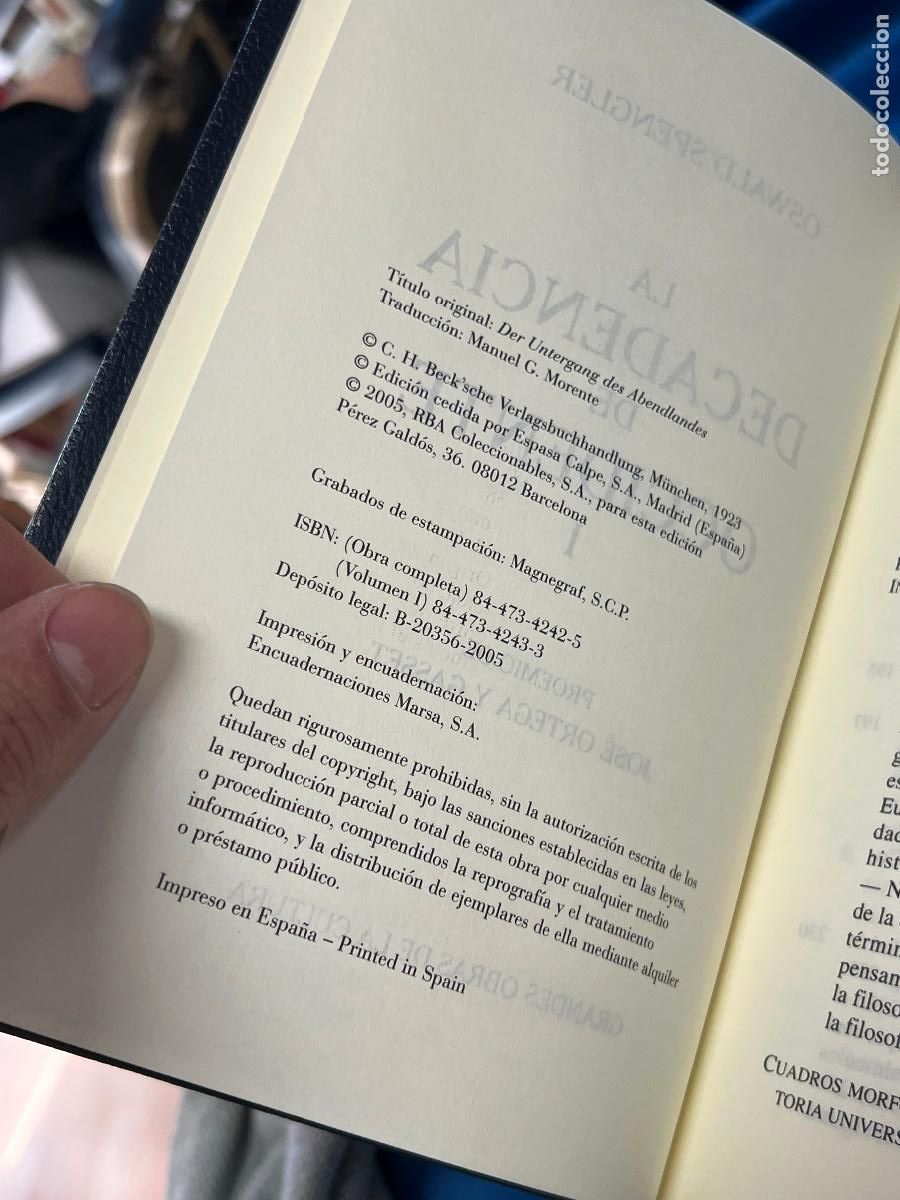 Libros de segunda mano: LA DECADENCIA DE OCCIDENTE / OSWALD SPENGLER / VOL. I Y II (COMPLETA) - Foto 6