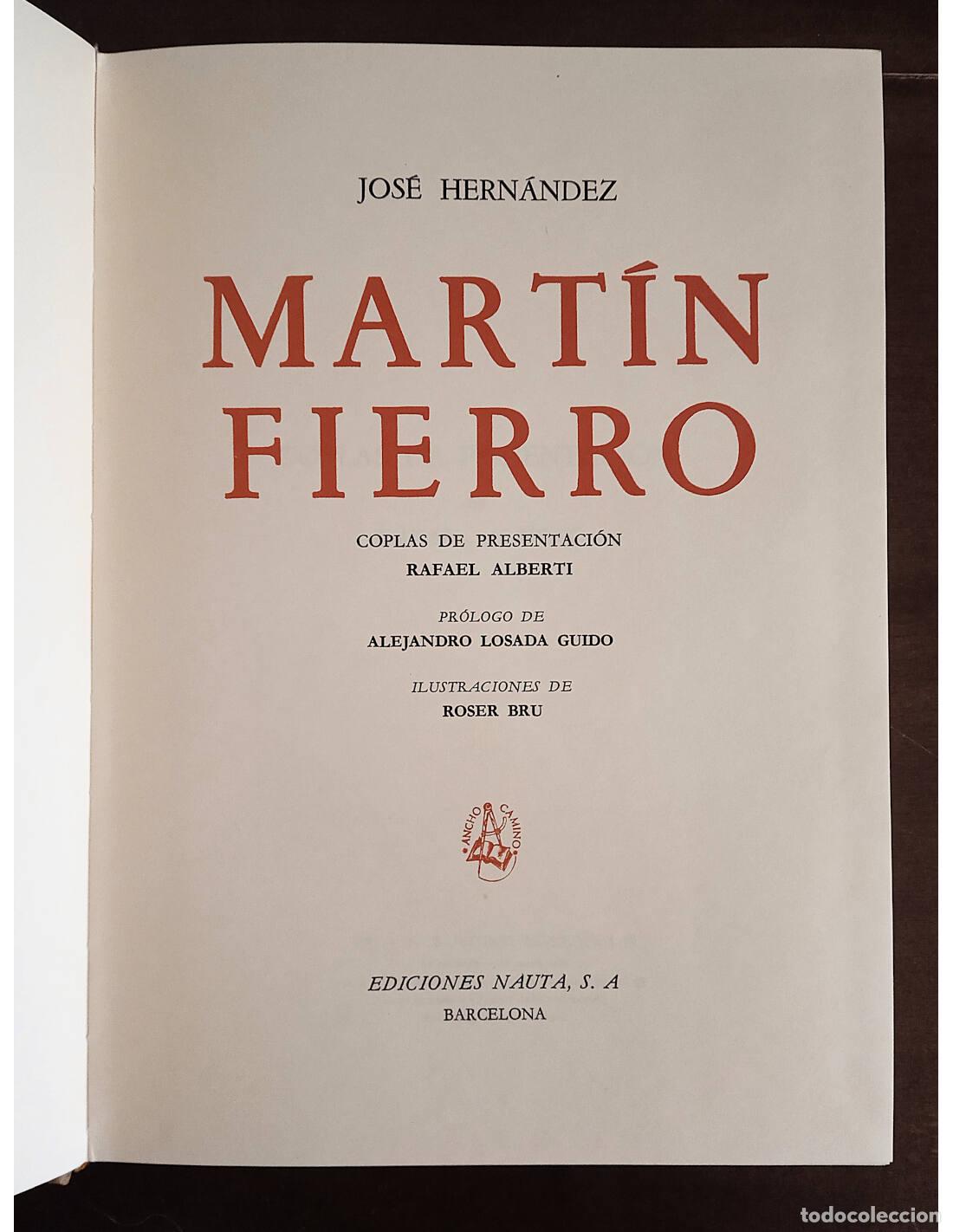 Libros de segunda mano: MART&Iacute;N FIERRO. HERN&Aacute;NDEZ, Jos&eacute;. Ediciones Nauta. 1968. - Foto 2
