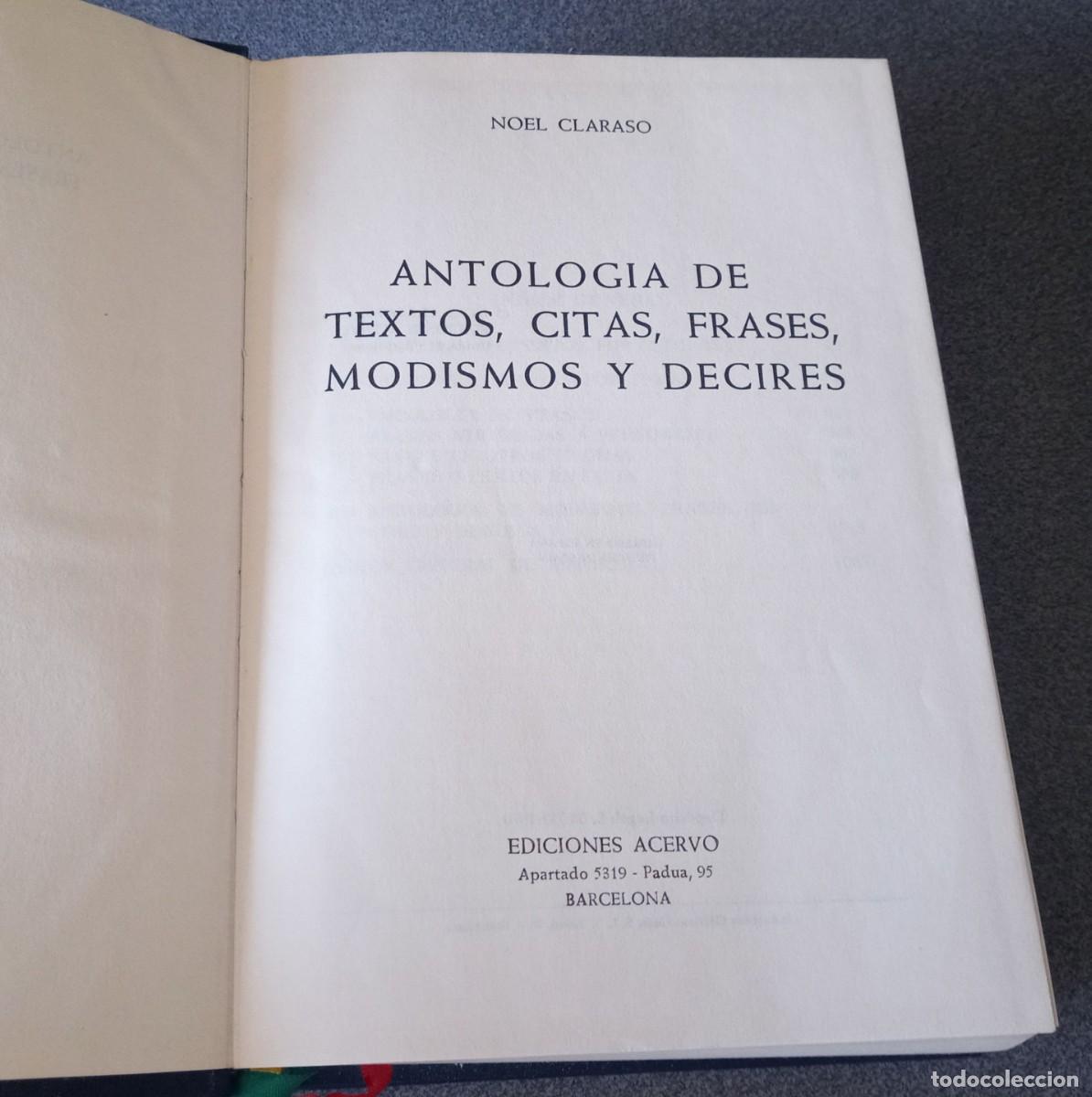 Libros de segunda mano: Antolog&iacute;a De Textos Y Citas Noel Claras&oacute; - Foto 3