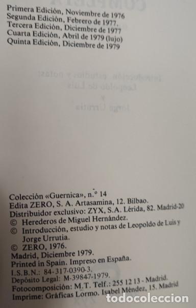 Libros de segunda mano: MIGUEL HERNANDEZ, OBRA POETICA COMPLETA, ZERO ZYX 1979, LIBRO - Foto 5