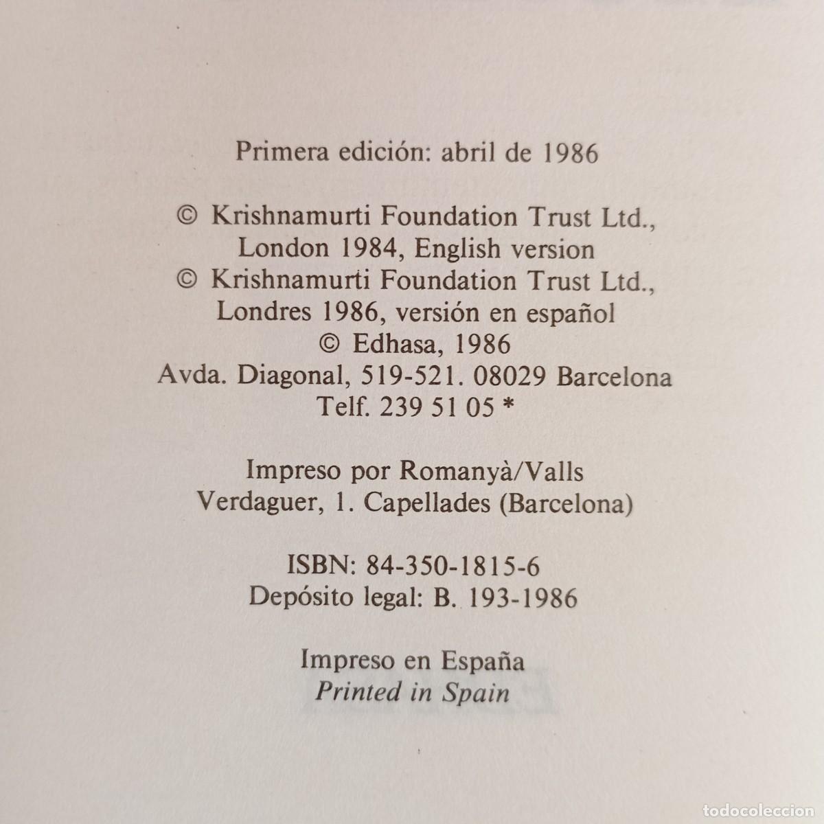 Libros de segunda mano: CARTAS A LAS ESCUELAS II - KRISHNAMURTI - EDHASA - 1986 / 7123 - Foto 4