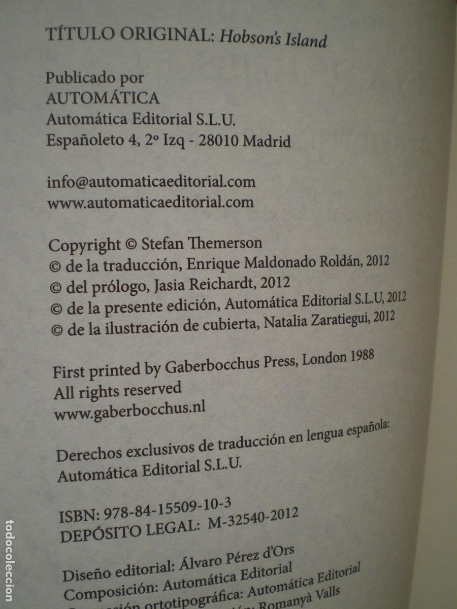 Libros de segunda mano: LA ISLA DE HOBSON. STEFAN THEMERSON. AUTOM&Aacute;TICA EDITORIAL. - Foto 4