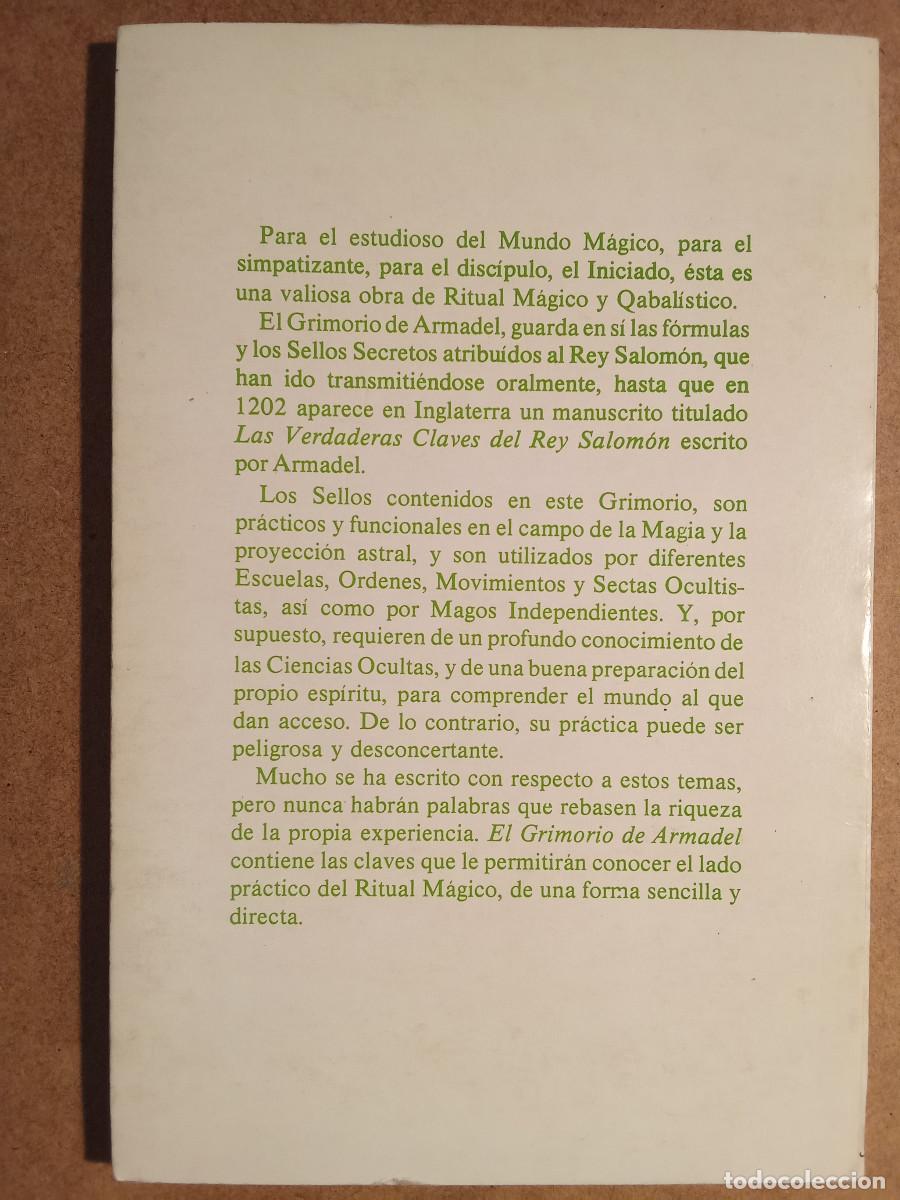 Libros de segunda mano: El grimorio de Armadel - Versi&oacute;n de S. L. Macgregor Mathers (Ed. Humanitas) - Foto 2