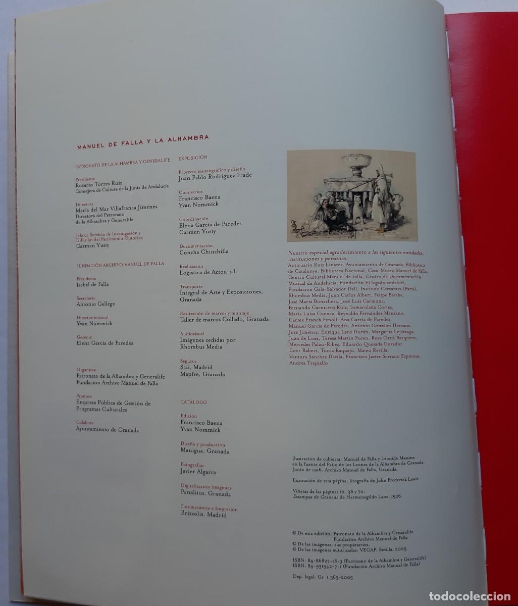 Libros de segunda mano: MANUEL DE FALLA Y LA ALHAMBRA. CAT&Aacute;LOGO EXPOSICI&Oacute;N. GRANADA, 2005. - Foto 3