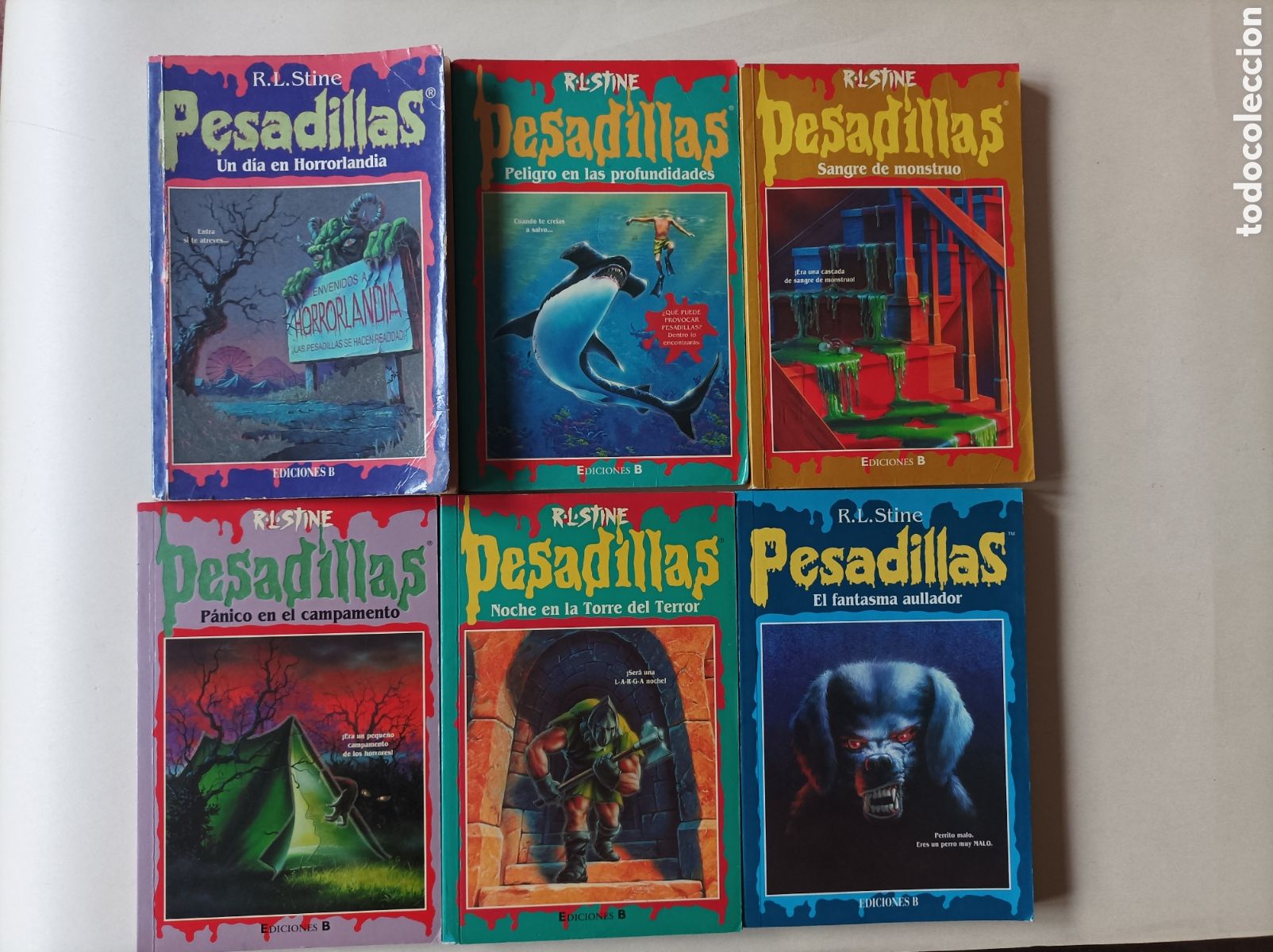 Libri di seconda mano: Pesadillas. Lote 6 libros / R L Stine. N&uacute;meros 1, 3, 10, 19 y 23. Ediciones B.