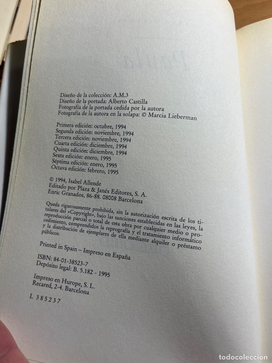 Libros de segunda mano: Libro Paula | Isabel Allende | 1994 - Foto 3