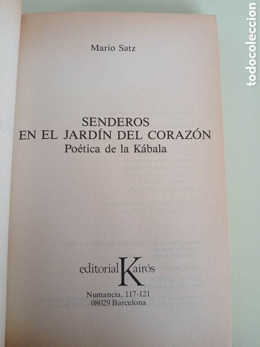 Libros de segunda mano: Senderos en el jard&iacute;n del coraz&oacute;n. Mario Satz. - Foto 3